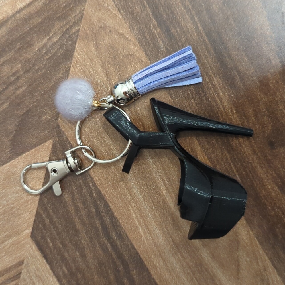 Mini Black Sandal Pole Dance Platform Shoe Keychain